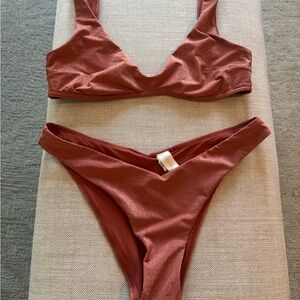 Zimmermann Rust Shimmer Bikini Set- size 3 top and 2 bottom